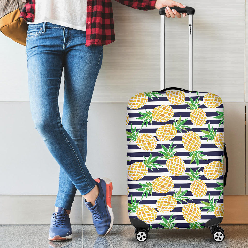 Pineapples Pattern Striped Background Cabin Suitcases Luggages