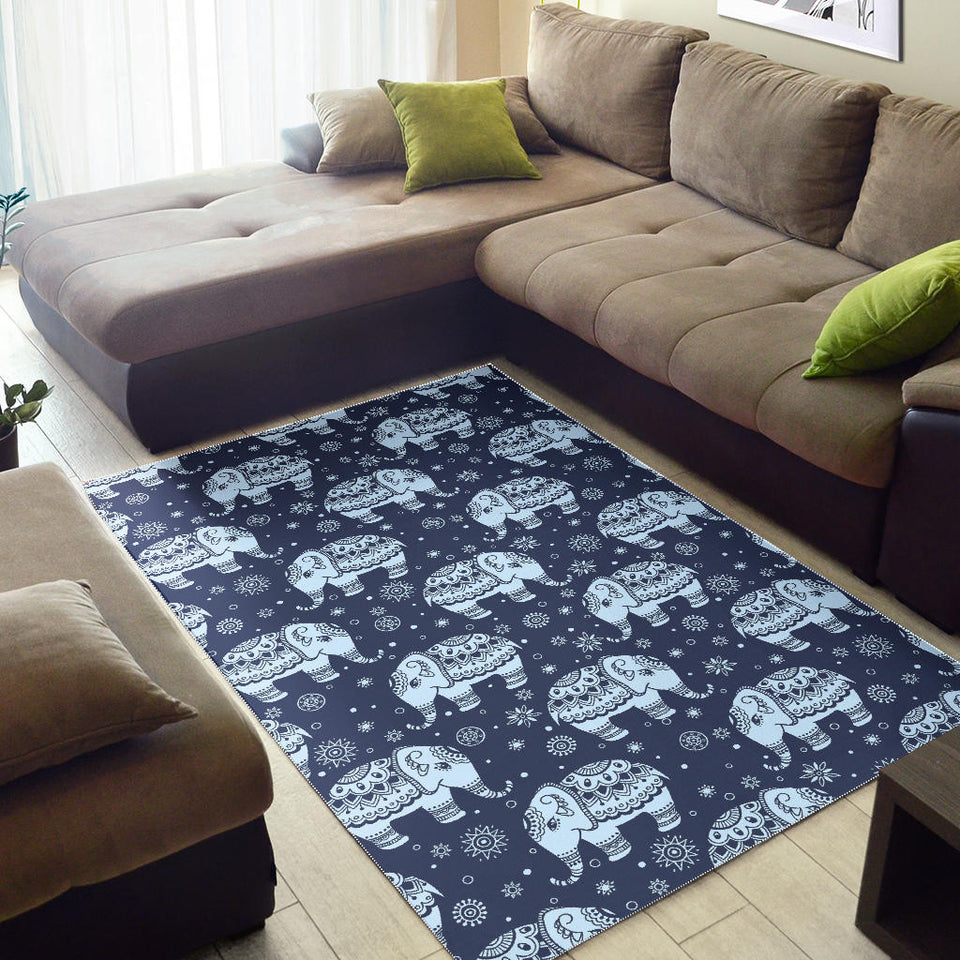 Elephant Tribal Design Pattern Area Rug