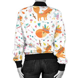 Cute Tribal Fox Pattern Women'S Bomber Jacket