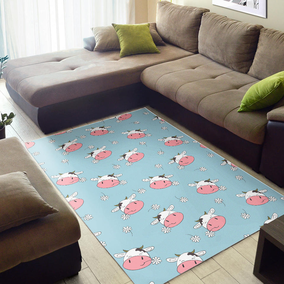 Cute Cow Flower Pattern Area Rug