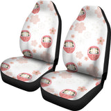 Daruma Japanese Wooden Doll Cherry Blossom Flower Pattern Universal Fit Car Seat Covers