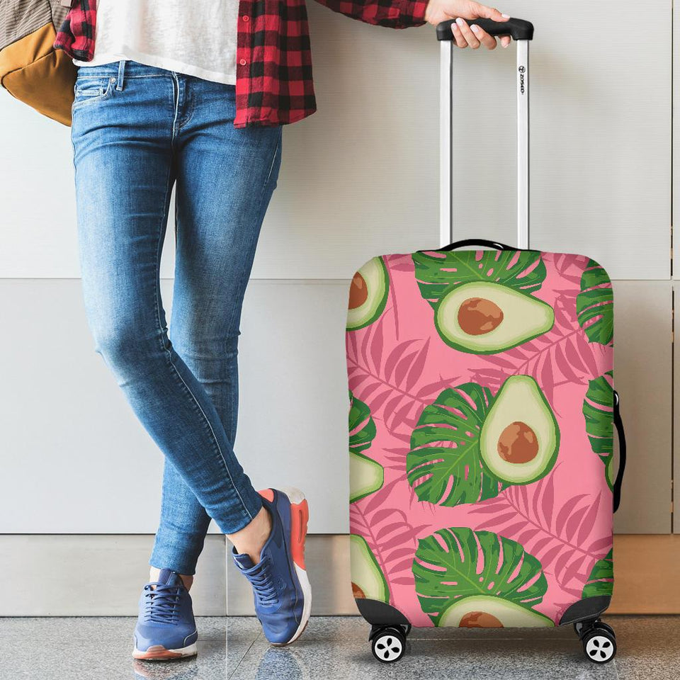 Avocado Slices Leaves Pink Back Ground Cabin Suitcases Luggages