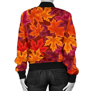 Autumn Maple Leaf Pattern Women'S Bomber Jacket
