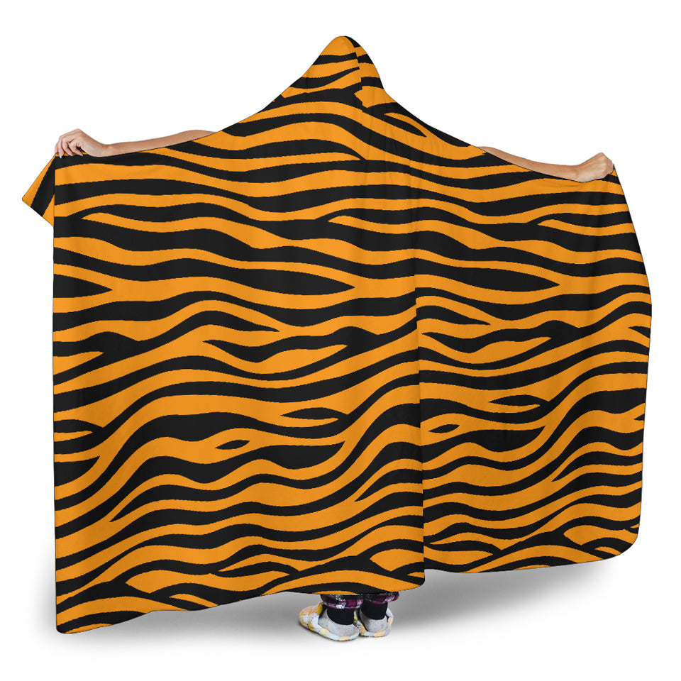 Bengal Tigers Skin Print Pattern Background Hooded Blanket