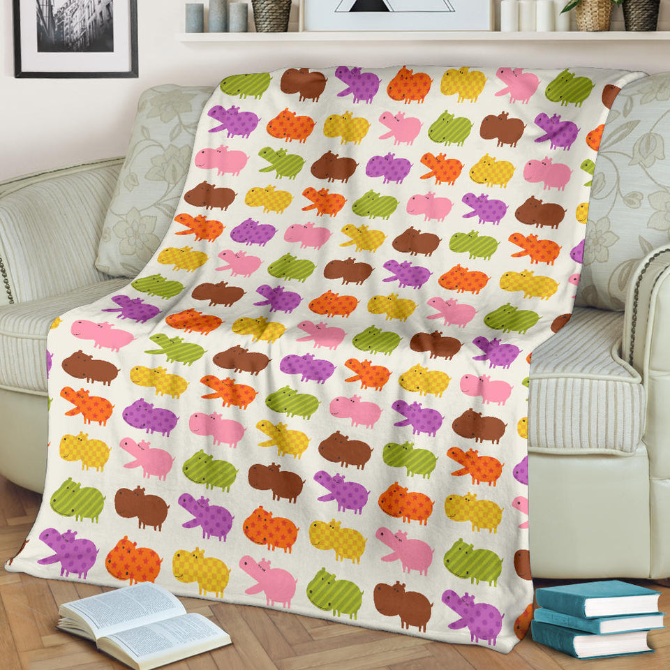Hippopotamus Pattern Print Design 01 Premium Blanket