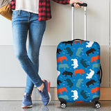 Colorful Rhino Pattern Cabin Suitcases Luggages