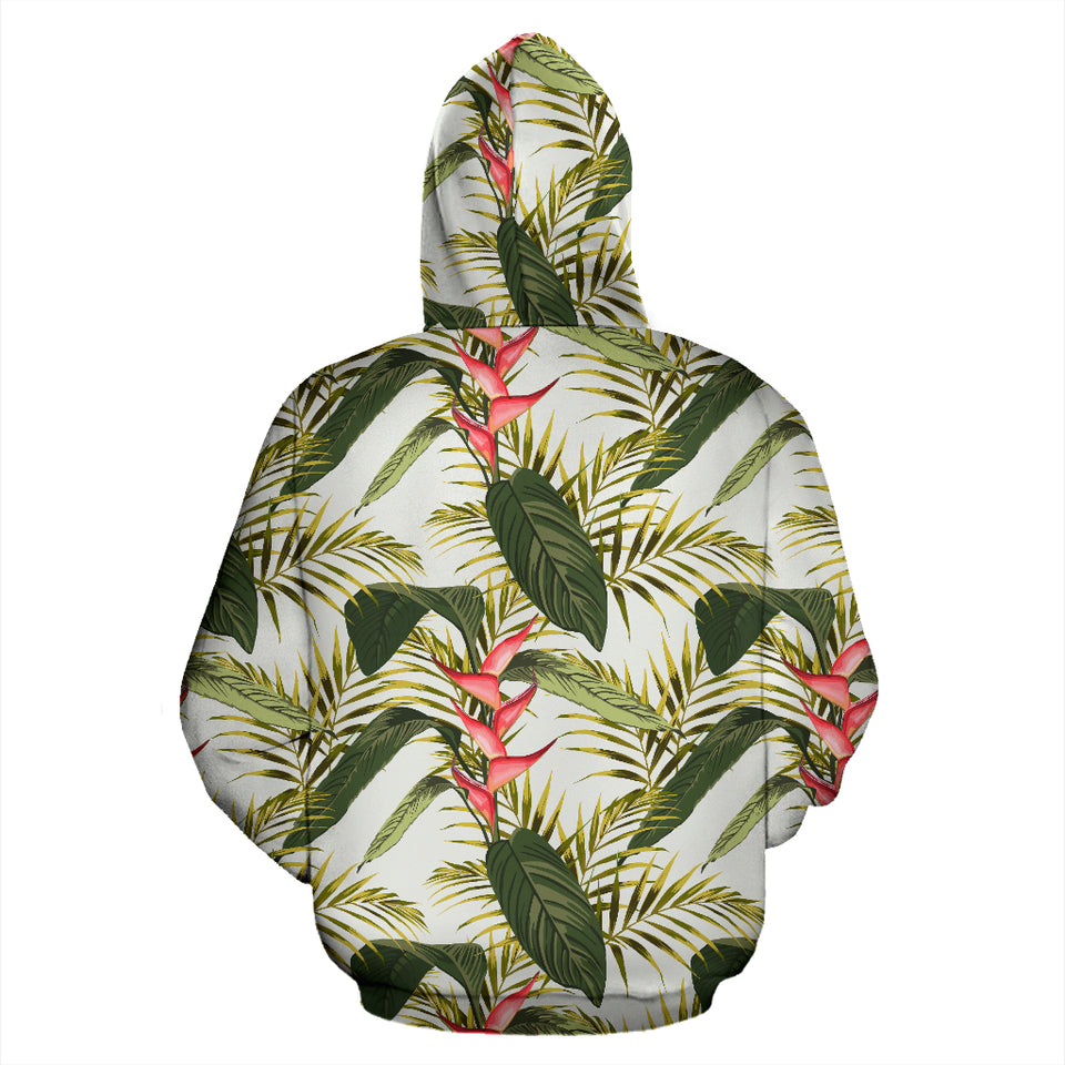 Heliconia Pattern Zip Up Hoodie