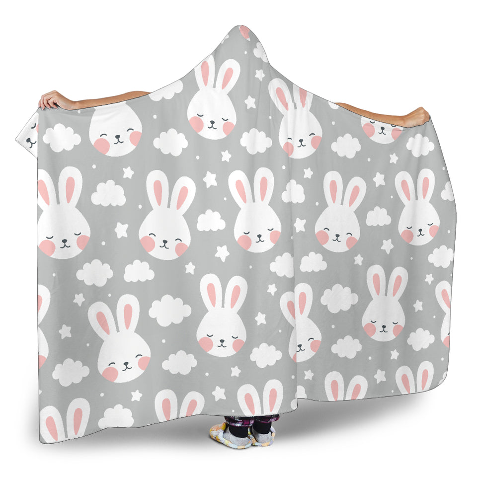 Rabbit Cloud Pattern Hooded Blanket