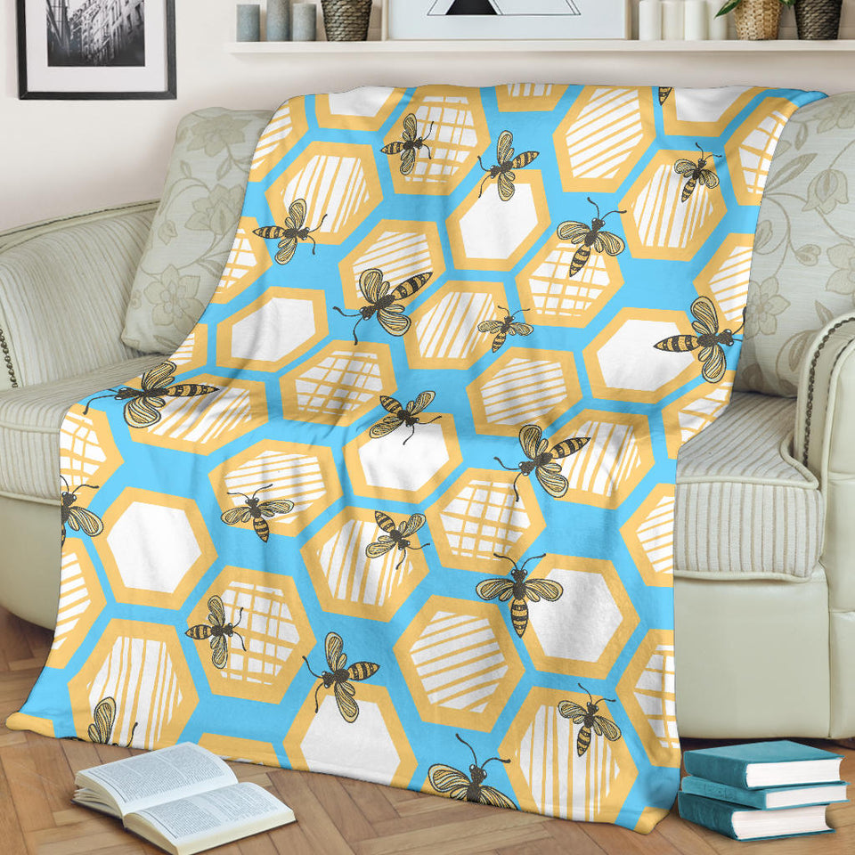 Bee Honeycomb Pattern Premium Blanket