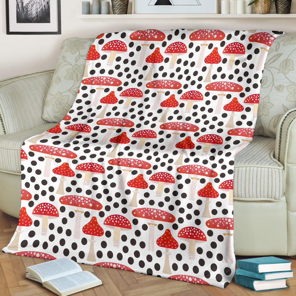 Red Mushroom Dot Pattern Premium Blanket