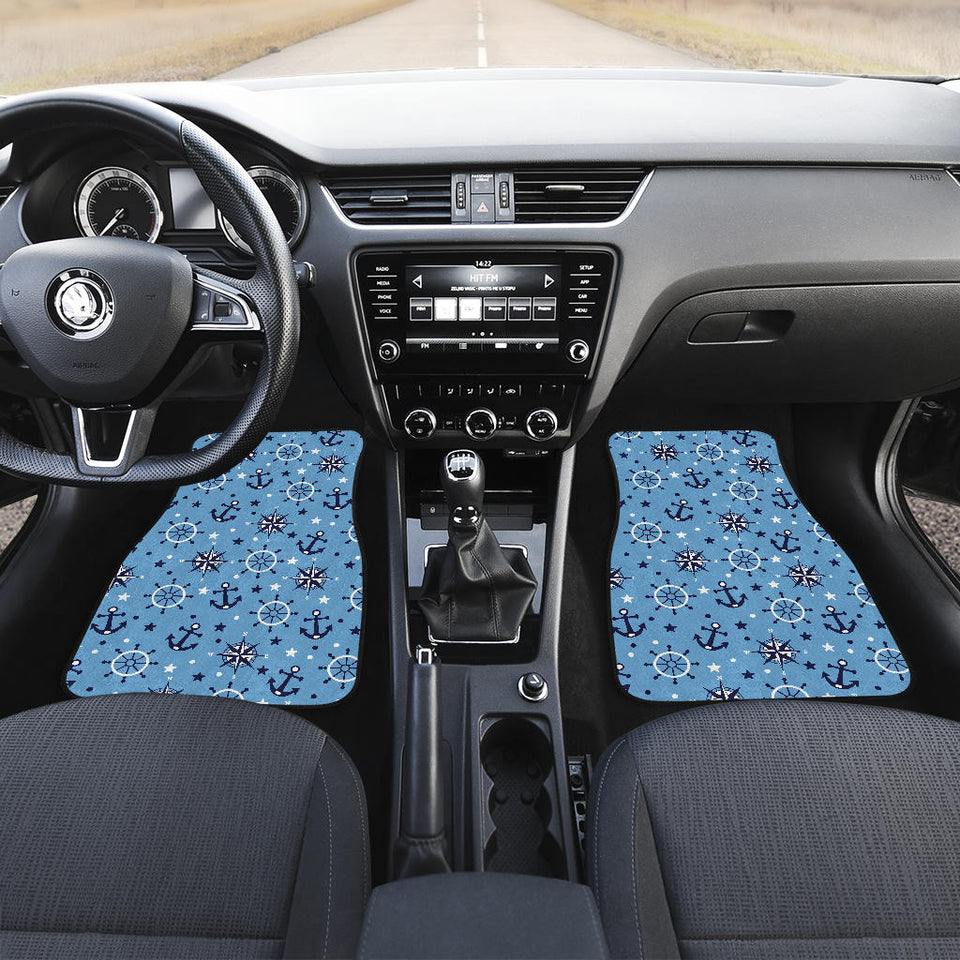 Anchors Rudder Compass Star Nautical Pattern Front And Back Car Mats