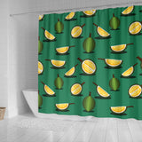 Durian Pattern Green Background Shower Curtain Fulfilled In US