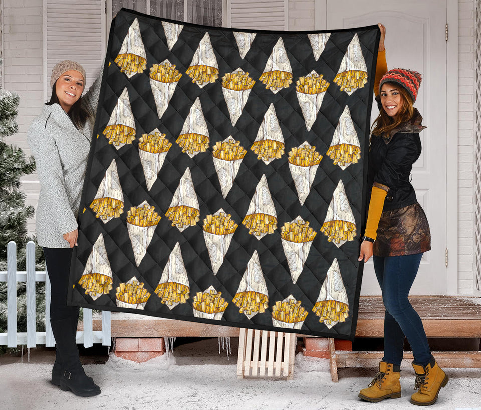 French Fries Dark Background Premium Quilt