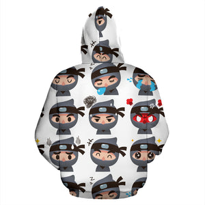 Cute Ninja Design Pattern Zip Up Hoodie