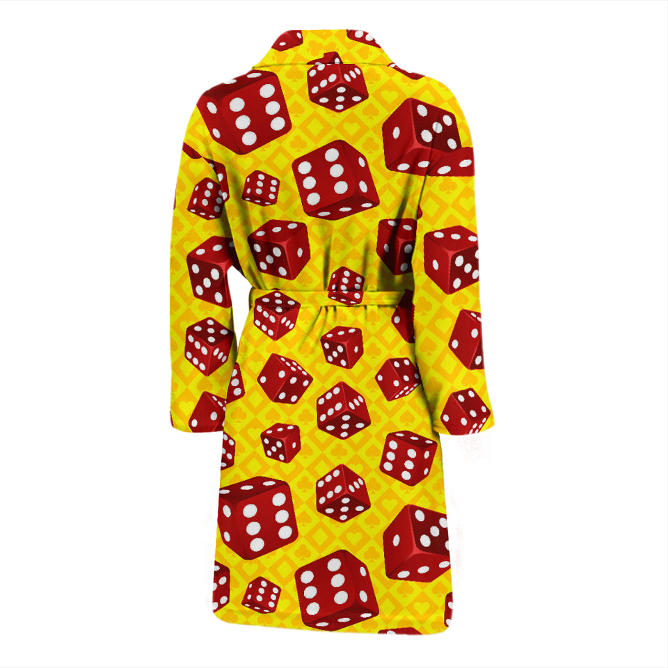 Dice Pattern Print Design 04 Men's Bathrobe
