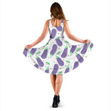Eggplant Pattern Print Design 05 Sleeveless Midi Dress