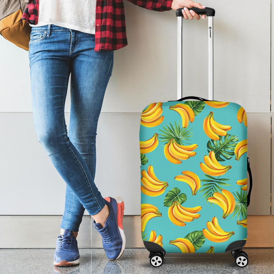 Banana Palm Leaves Pattern Background Cabin Suitcases Luggages