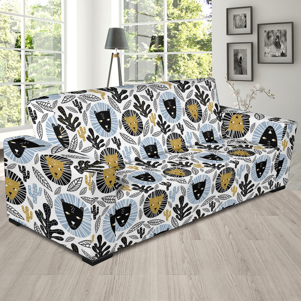 Lion Pattern Print Design 05 Sofa Slipcover