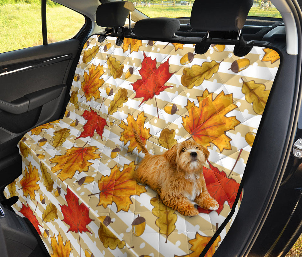 Maple Leaf Oak Leaf Acorns Beige Striped Background Dog Car Seat Covers