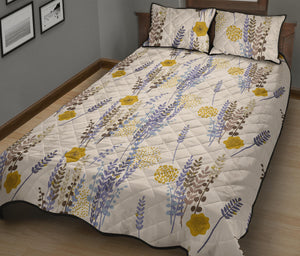 Lavender modern pattern blackground Quilt Bed Set