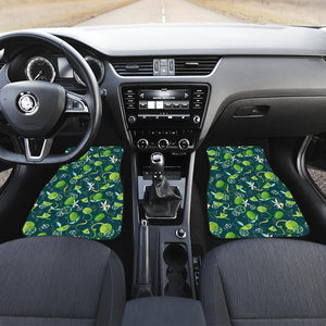 Lime Ice Flower Pattern Front Car Mats