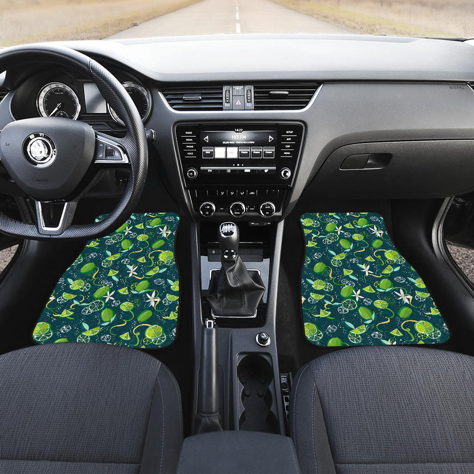 Lime Ice Flower Pattern Front Car Mats