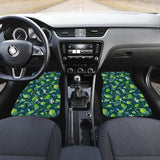 Lime Ice Flower Pattern Front Car Mats