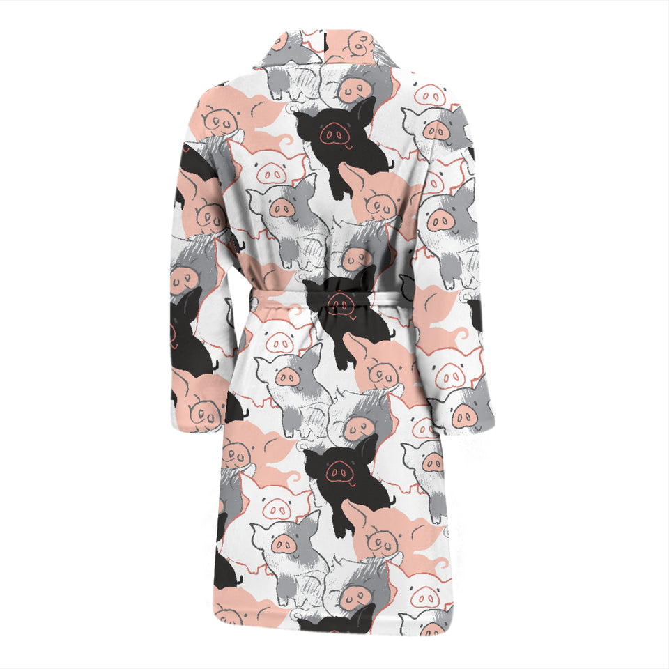 Pig Pattern Print Design 05 Men's Bathrobe