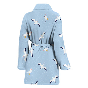 Seagull Pattern Print Design 02 Women's Bathrobe