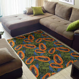 Colorful Papaya Tropical Leaves Area Rug