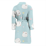 White Cute Hamsters Heart Pattern Men'S Bathrobe