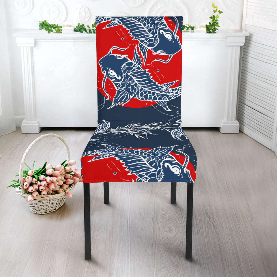Koi Fish Carp Fishs Hand Drawn Japanese Art Dining Chair Slipcover