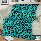 Green Leopard Skin Print Pattern Premium Blanket
