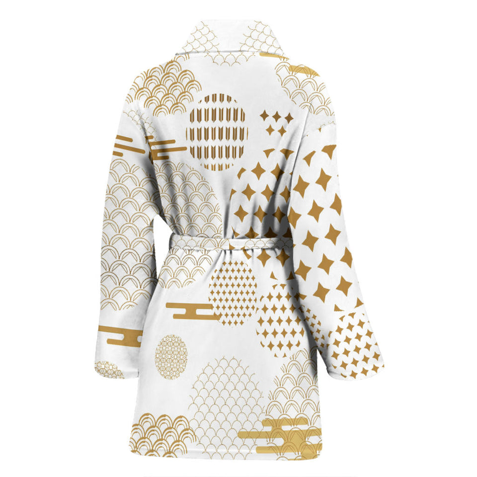 Beautiful Gold Japanese Pattern Women'S Bathrobe