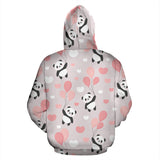 Cute Panda Ballon Heart Pattern Zip Up Hoodie