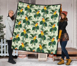 Beautiful Parrot Palm Leaves Pattern Premium Quilt