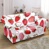 Watercolor Hand Drawn Beautiful Strawberry Pattern Loveseat Couch Slipcover