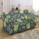 Cute Owls Leaves Pattern Loveseat Couch Slipcover