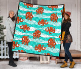 Octopuses Sea Wave Background Premium Quilt