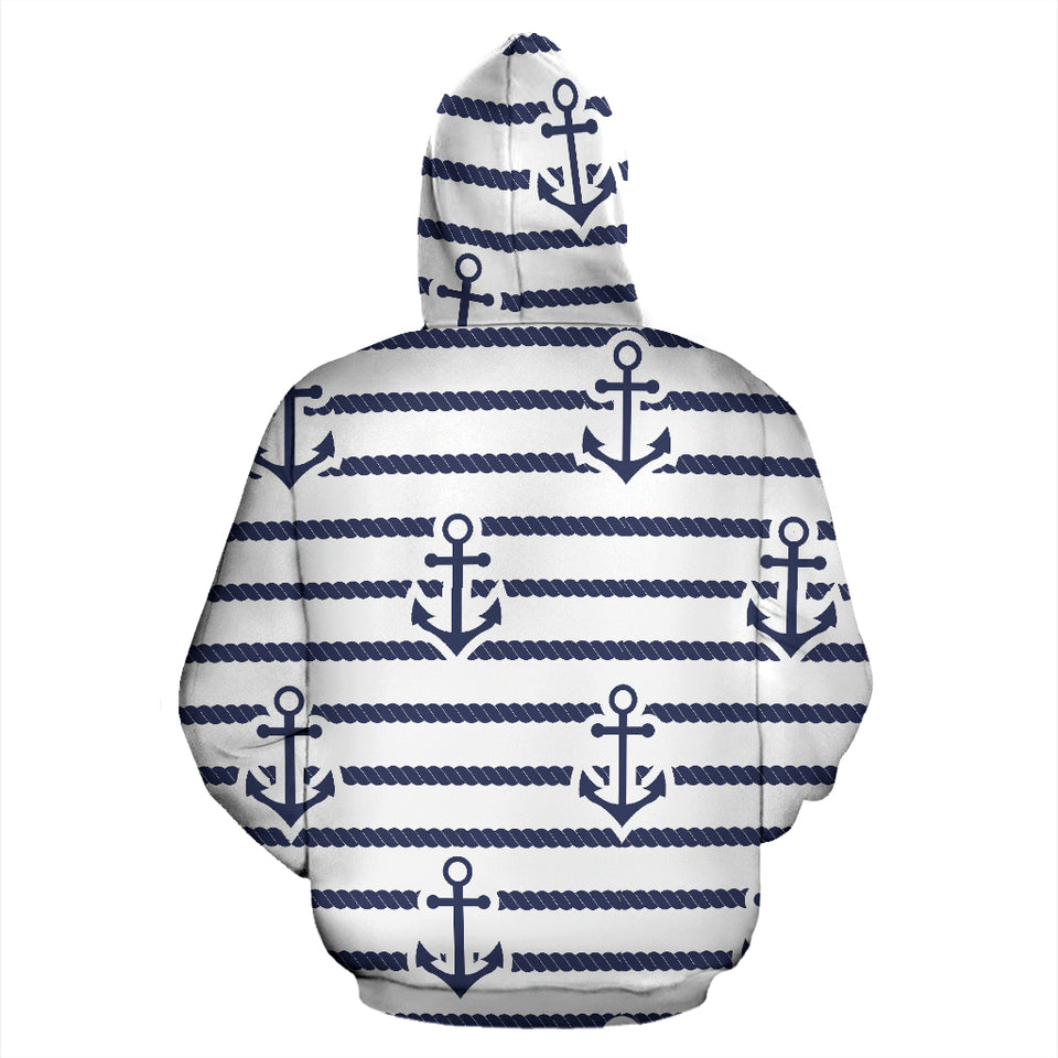 Anchor Rope Nautical  Pattern Zip Up Hoodie