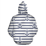 Anchor Rope Nautical  Pattern Zip Up Hoodie