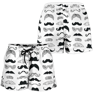 Mustache Beard Pattern Print Design 04 Women Shorts