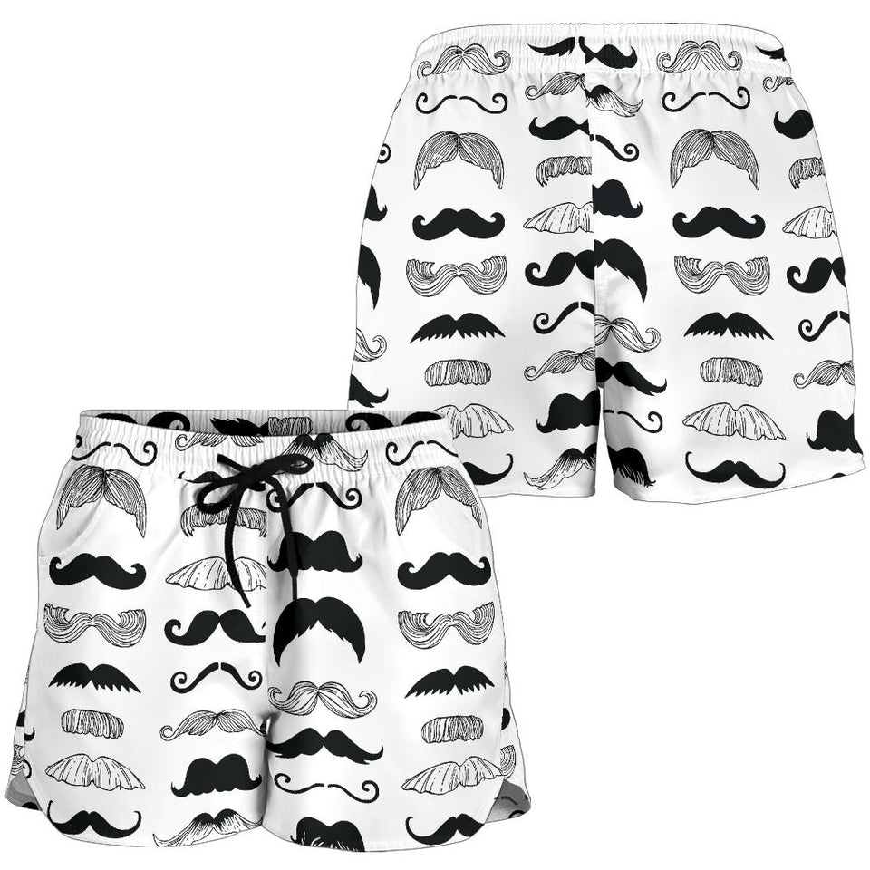 Mustache Beard Pattern Print Design 04 Women Shorts