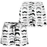 Mustache Beard Pattern Print Design 04 Women Shorts