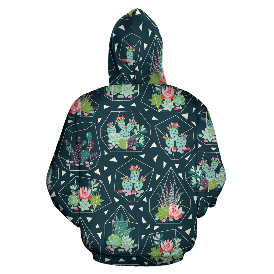 Cactus Glass Terrarium Pattern Zip Up Hoodie