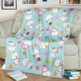 Cute Snowman Snowflake Pattern Premium Blanket