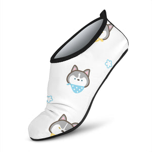 Cute Siberian Husky Pattern Aqua Shoes