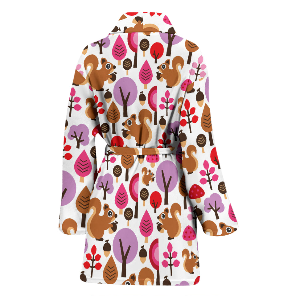 Squirrel Pattern Print Design 02 Women's Bathrobe