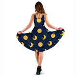 Moon Star Pattern Sleeveless Midi Dress