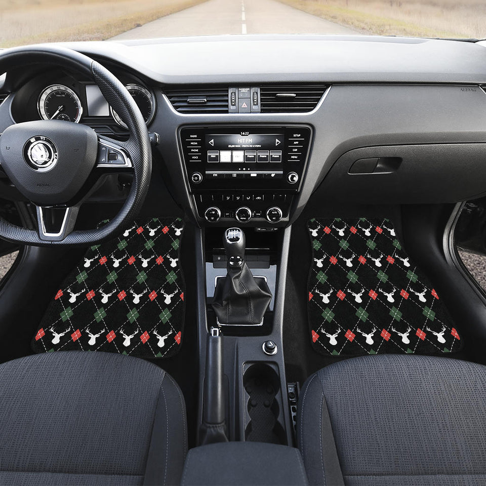 Deer Christmas New Year Pattern Argyle Front And Back Car Mats